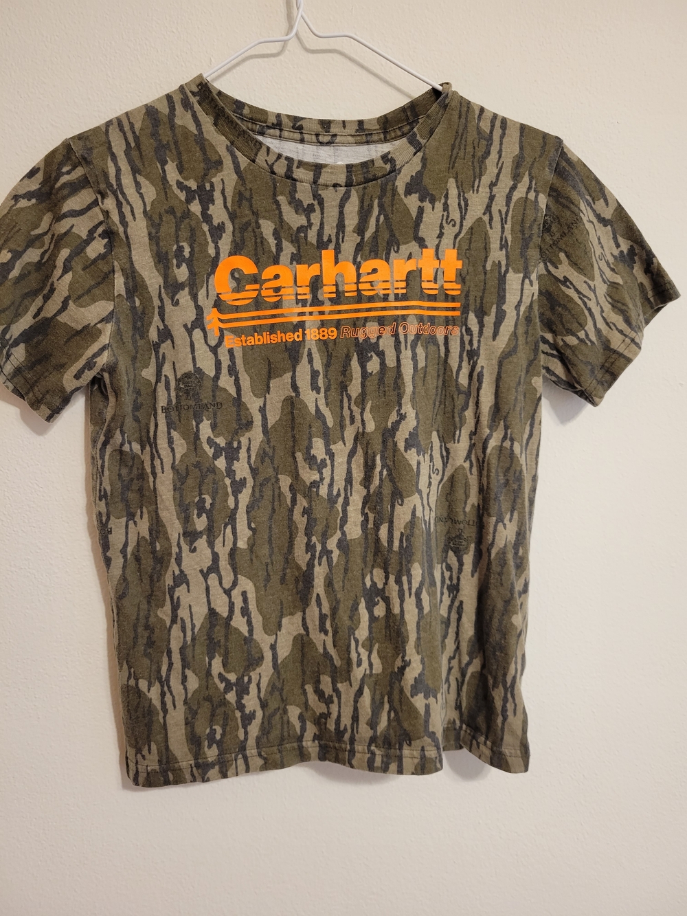 Carhartt Boys' Camo Logo Tee in Olive/Orange